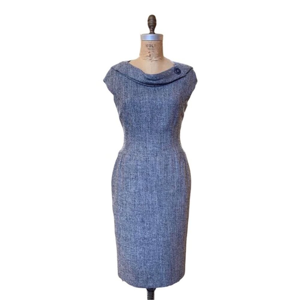 Carolina Herrera Grey Wool Sheath Dress Ready To Wear Cocktail Italy Midi
